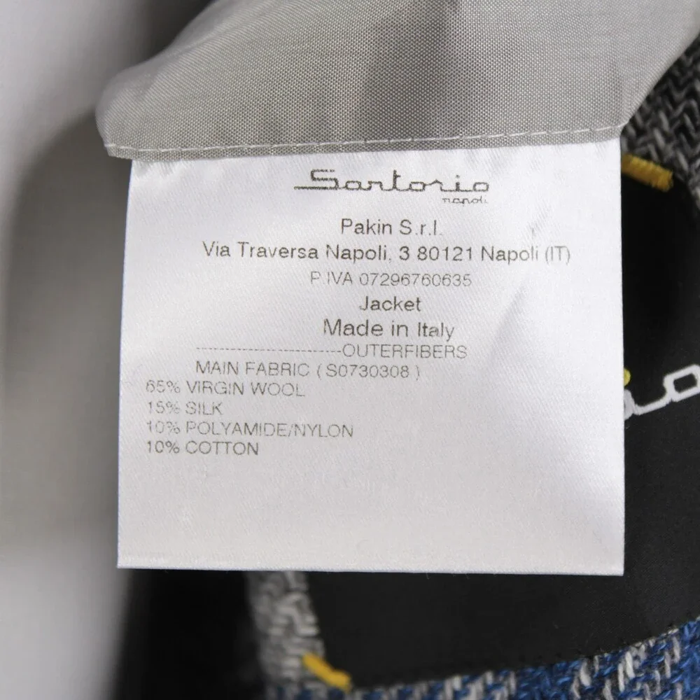 Sartorio Kiton NWT Wool Blend Sport Coat Size 48R (38R US) Gray w/ Blue & White